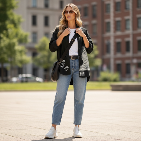 Camisa Oversize de Denim Liviano  "Si no tenes nada bueno que decir, no lo digas"