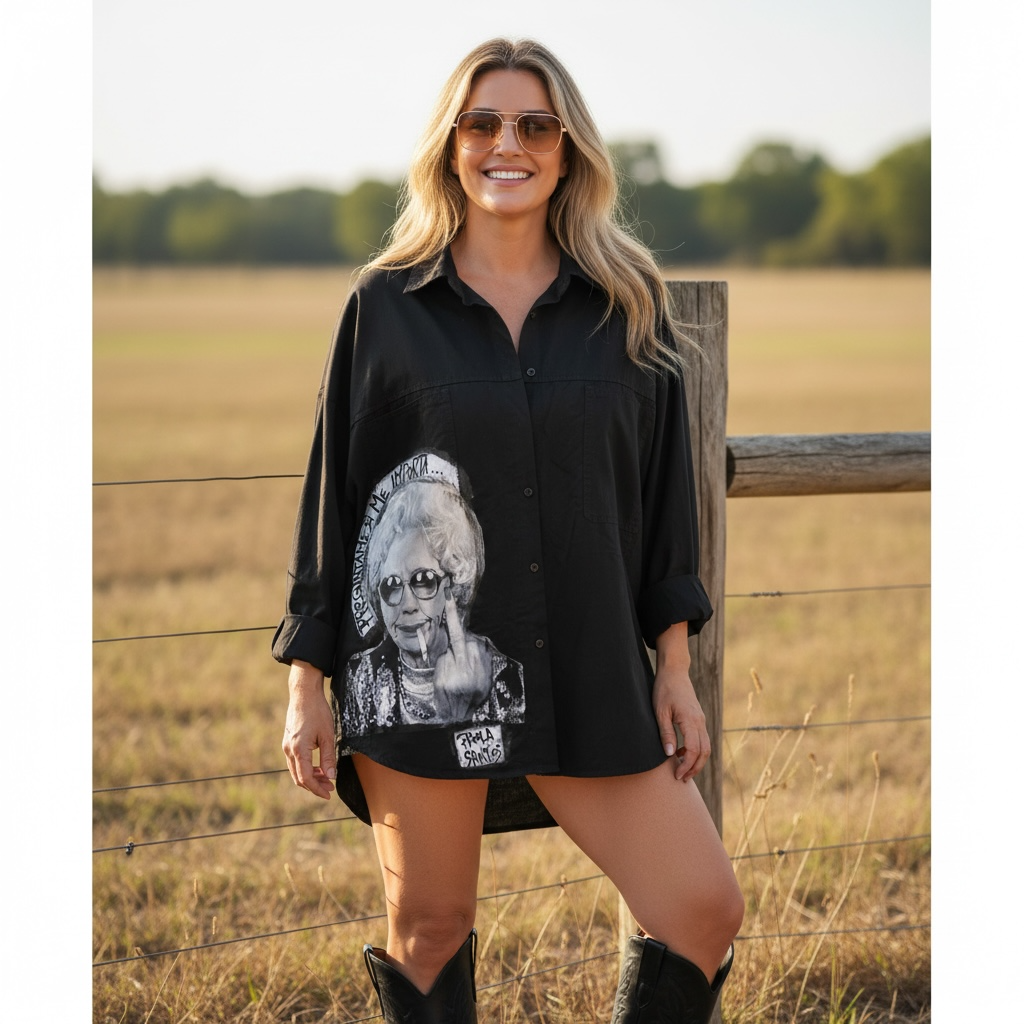 Camisa Oversize de Denim Liviano  "Preguntame si me importa"