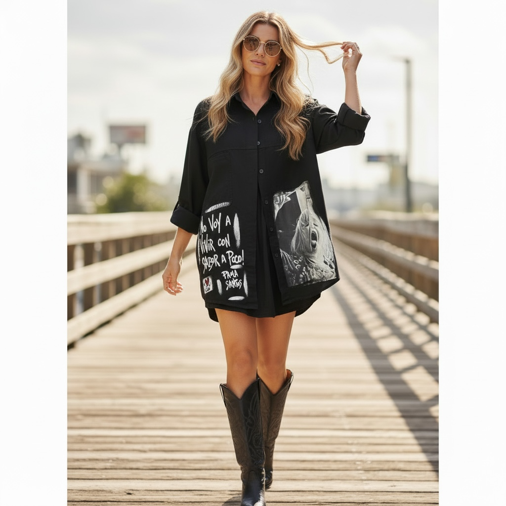 Camisa Oversize de Denim Liviano  "No voy a vivir con sabor a poco"