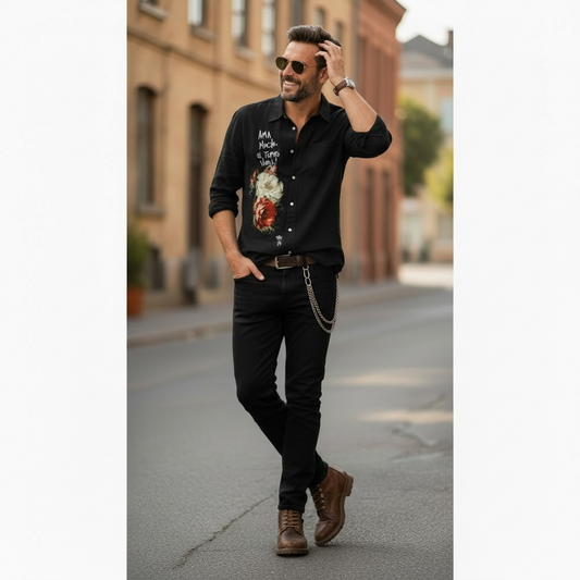 Camisa Lino Unisex "Ama mucho, el tiempo vuela"