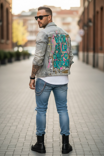 Campera de Jean Unisex - "Vivir es lo único urgente"