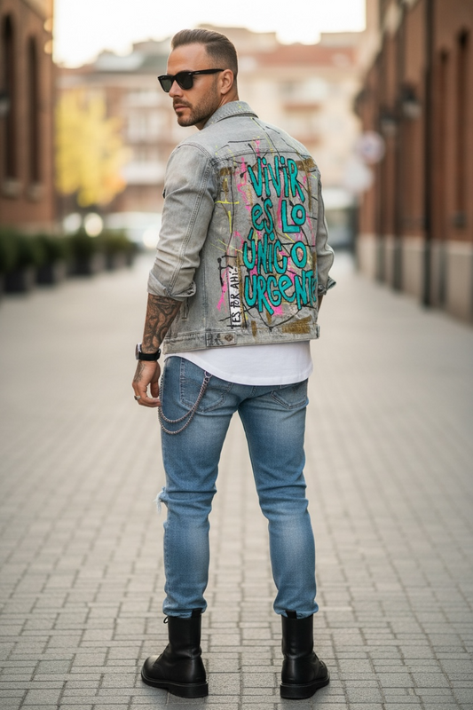 Campera de Jean Unisex - "Vivir es lo único urgente"