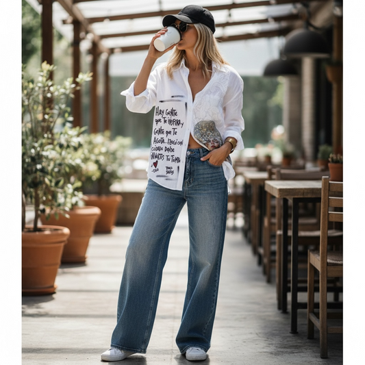 Camisa Lino Unisex - "Hay gente que te inspira, y gente que te agota"