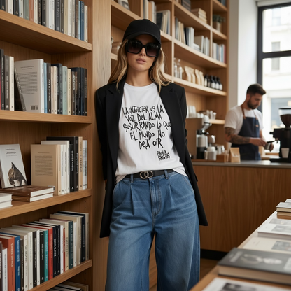 Remera oversize unisex "La intuición es la voz del alma susurrando lo que el mundo no deja oír"