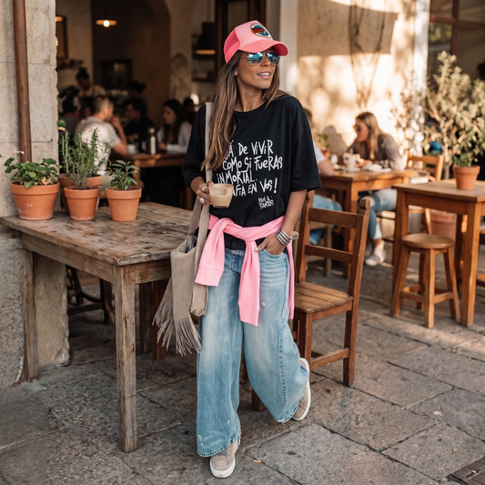 Remera oversize 100% algodón "Dejá de vivir como si fueras inmortal"