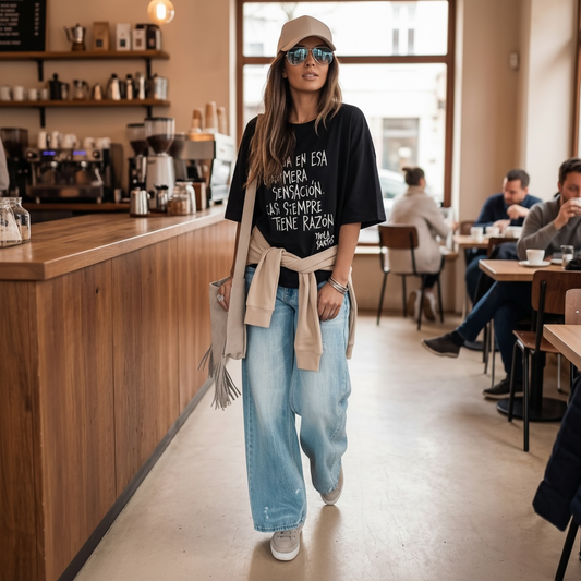 Remera oversize 100% algodón "Confia en esa primera sensación , casi siempre tiene razón"