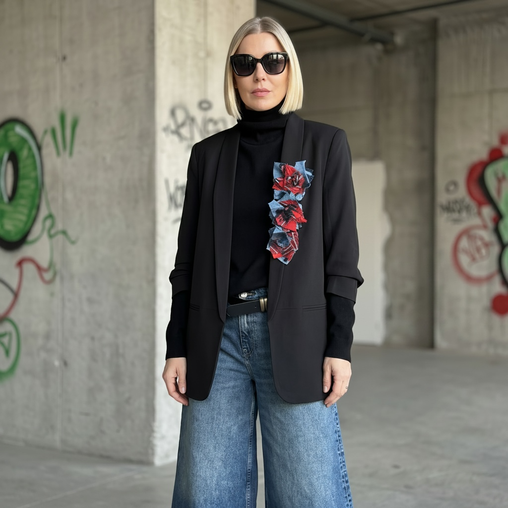 Blazer sastrero intervenido con detalles de autor