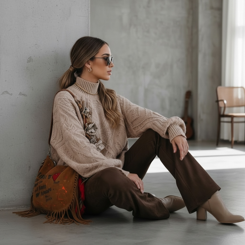 Sweater tejido oversize cuello alto – Edición Abrigo