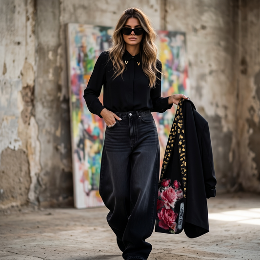 Camisa de crepé con detalle en cuello