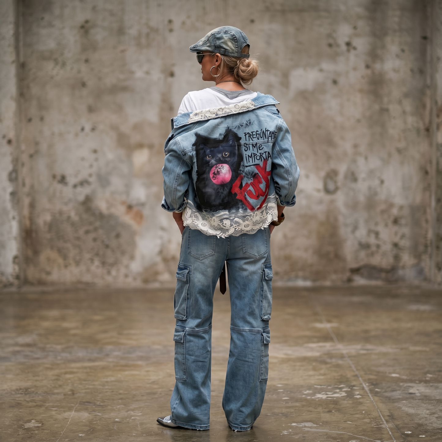 Campera Denim Intervenida “Preguntame si me importa"