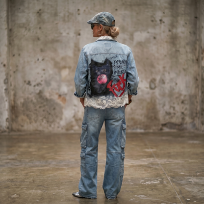 Campera Denim Intervenida “Preguntame si me importa"