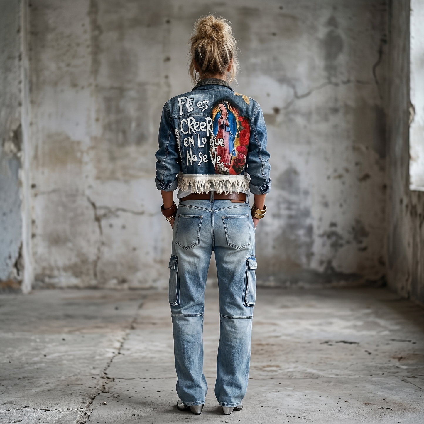 Campera Artística con Bordados y Pintura – "Fe es creer en lo que no se ve"
