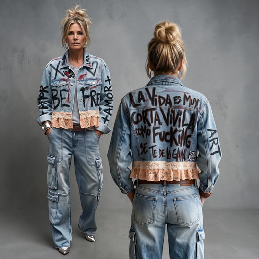 Campera intervenida “La vida es muy corta. Vivila como ficking se te dé la gana”