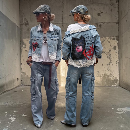 Campera Denim Intervenida “Preguntame si me importa"