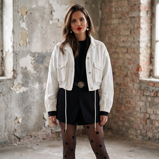 Campera Cropped Intervenida “La gente tibia no hace historia”