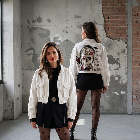 Campera Cropped Intervenida “La gente tibia no hace historia”