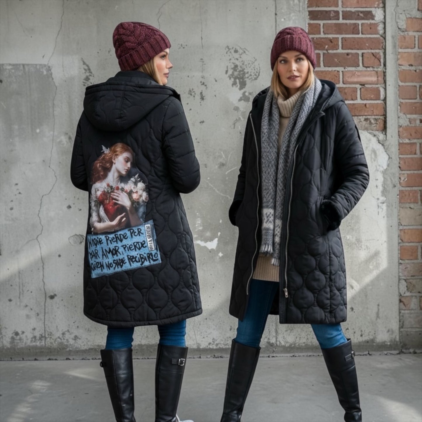 Campera Matelasse Intervenida "Nadie pierde por dar amor, pierde quien no sabe recibirlo"