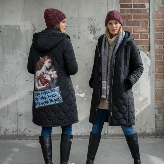 Campera Matelasse Intervenida "Nadie pierde por dar amor, pierde quien no sabe recibirlo"