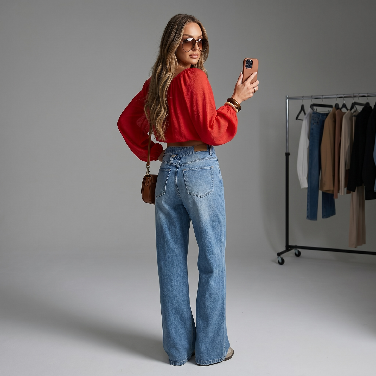 Jean Wide Leg Celeste con Rotura | Denim Premium con Spandex – Paola Santos