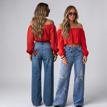 Blusa Boho Roja con Hombros Descubiertos – Pieza Única