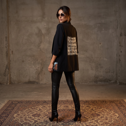 Blazer Negro Intervenido “Lo que Das”