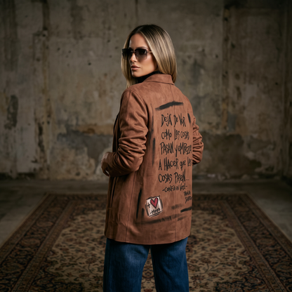 Blazer Marrón Agamuzado “Hacé que las Cosas Pasen”