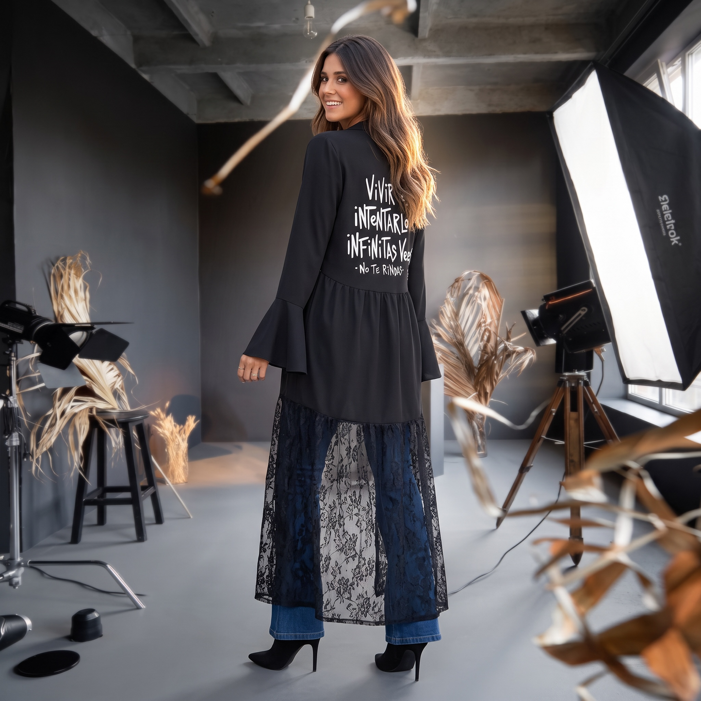 Kimono Largo con Encaje | Vivir es Intentarlo Infinitas Veces