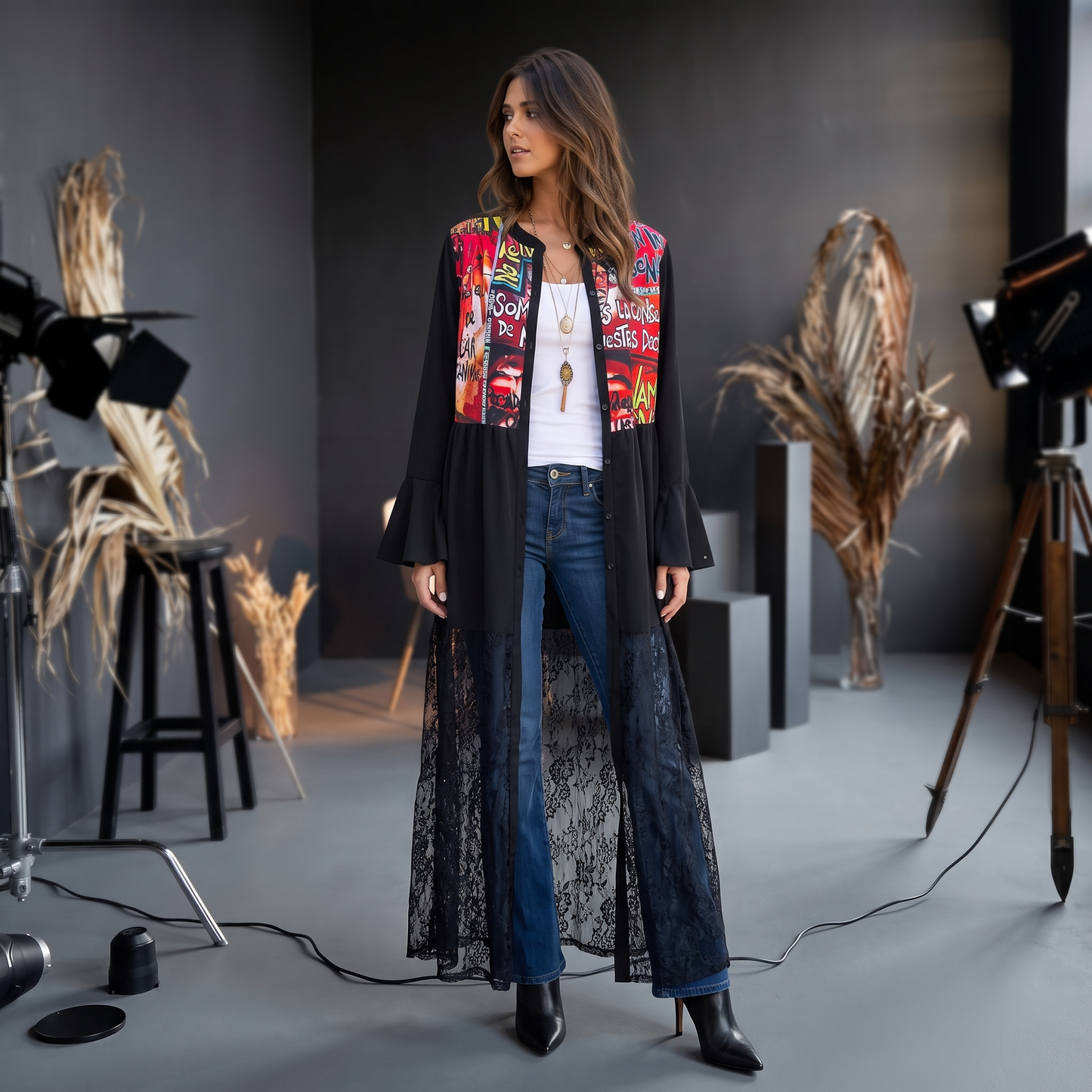 Kimono Largo con Encaje | Vivir es Intentarlo Infinitas Veces