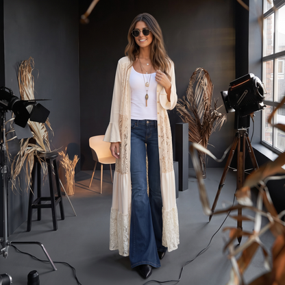 Kimono Largo con Encaje
