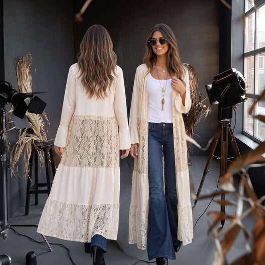 Kimono Largo con Encaje