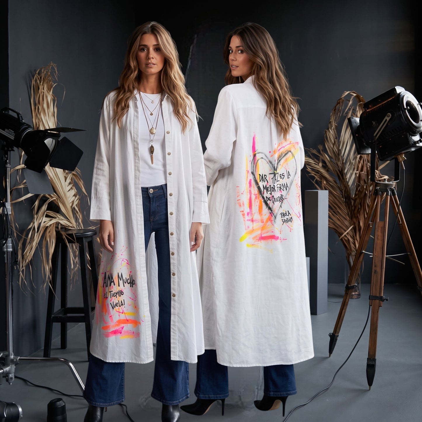 Kimono Largo de Lino Intervenido | Dar Paz es la Mejor Forma de Querer