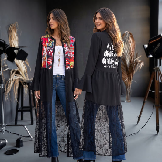 Kimono Largo con Encaje | Vivir es Intentarlo Infinitas Veces