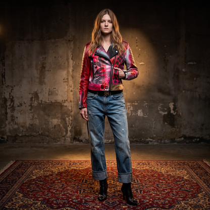 Campera Biker Intervenida Fuego